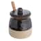 Hello Honey® 4.4" Black Stoneware Sugar Pot with Lid & Wood Spoon